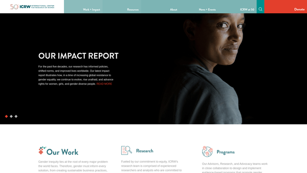 Screenshot of the International Center For Research On Women UK website