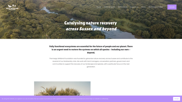 Screenshot of the Knepp Wildland Foundation website