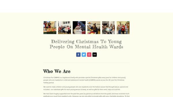 Screenshot of the Christmas For Camhs website