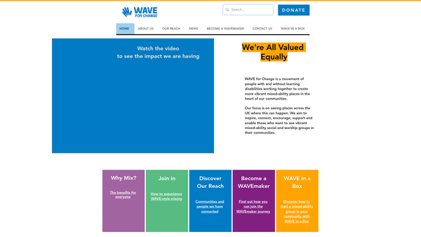 Screenshot of the Wave For Change website