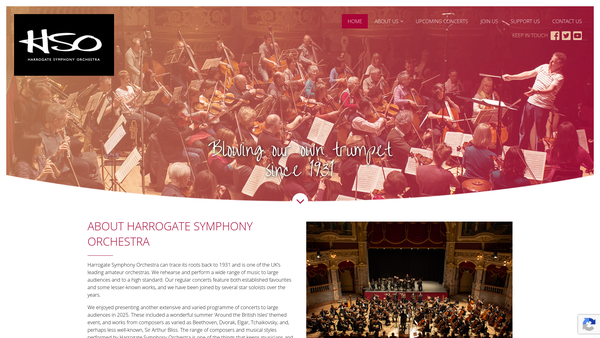 Screenshot of the Harrogate Symphony Orchestra website