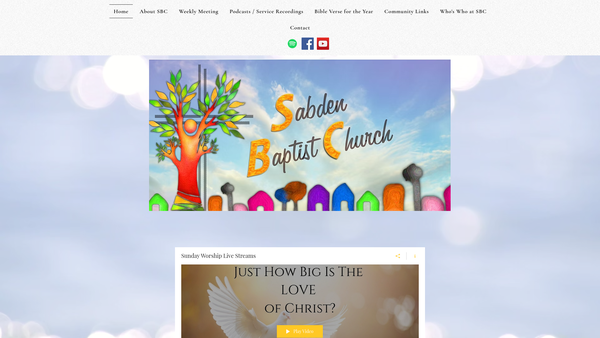 Screenshot of the Sabden Baptist Church website