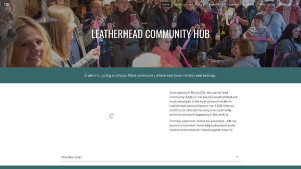 Screenshot of the Leatherhead Community Hub website