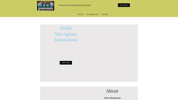 Screenshot of the Masa: Men Against Sexual Abuse website