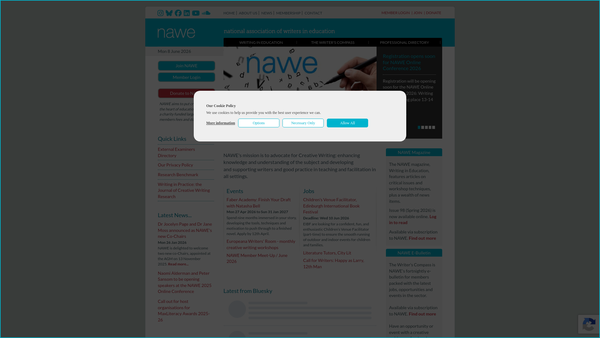 Screenshot of the The National Association Of Writers In Education website