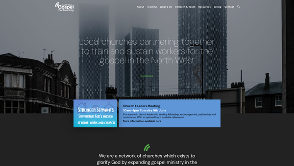 Screenshot of the North West Gospel Partnership website