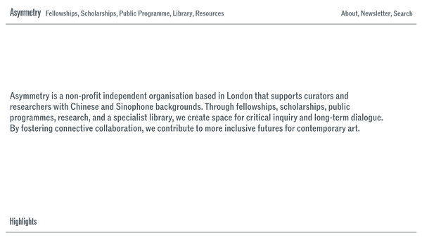 Screenshot of the Asymmetry Art Foundation website