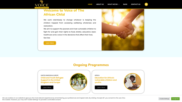 Screenshot of the Voice Of The African Child website