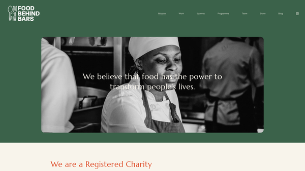 Screenshot of the Food Behind Bars website