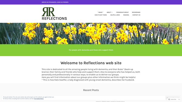 Screenshot of the Reflections website