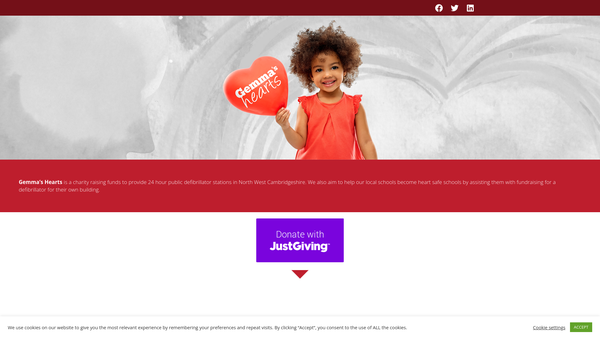 Screenshot of the Gemma's Hearts website