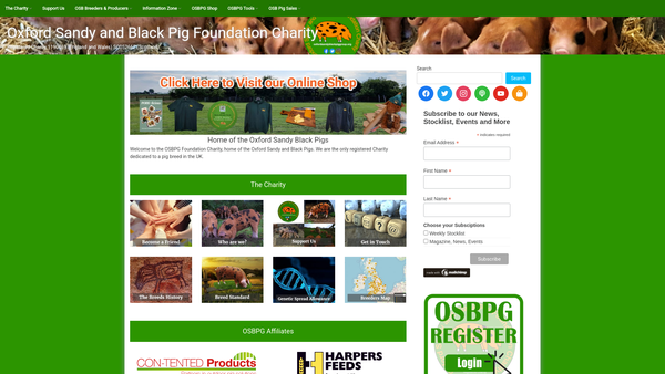 Screenshot of the Oxford Sandy And Black Pig Group website