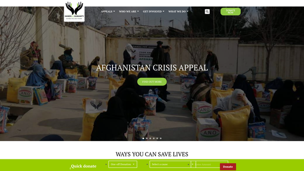 Screenshot of the Hands For Humanity website