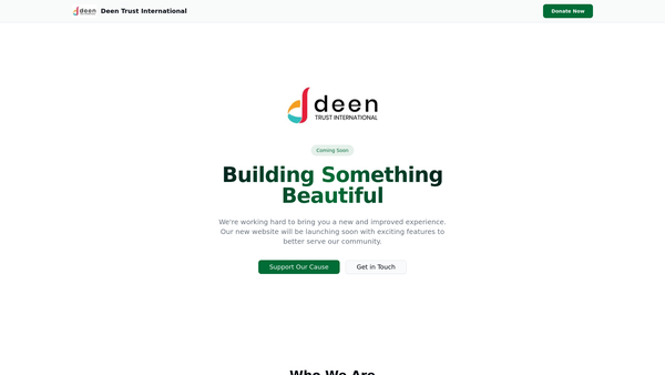 Screenshot of the Deen Trust International website