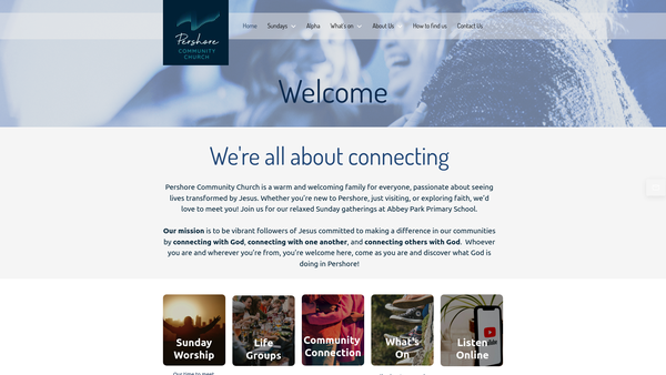 Screenshot of the Pershore Community Church website