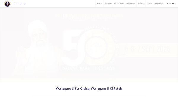 Screenshot of the Sant Ishar Singh Ji Rara Sahib website