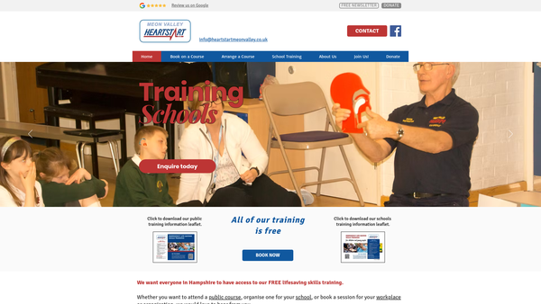 Screenshot of the Meon Valley Heartstart website