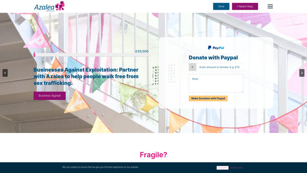 Screenshot of the Azalea website