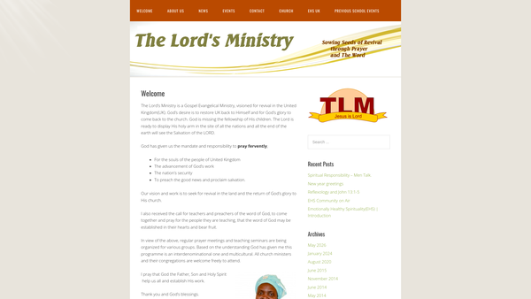 Screenshot of the The Lord's Ministry website