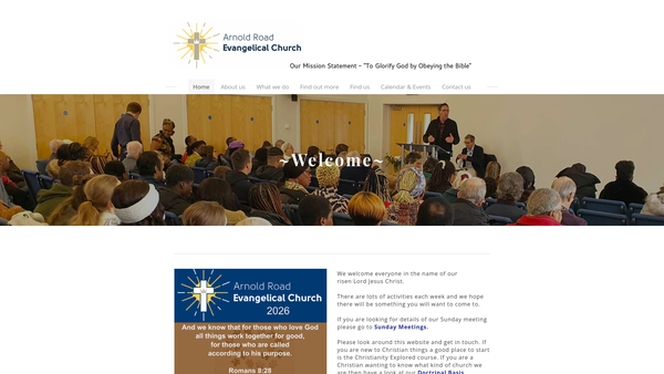 Screenshot of the Arnold Road Evangelical Church website