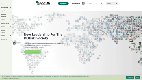 Screenshot of the The International Society For Developmental Origins Of Health And Disease / Dohad website