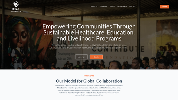 Screenshot of the Rhiza UK website