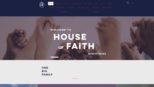Screenshot of the House Of Faith Ministries For All Nations website