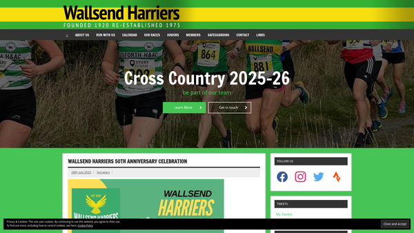 Screenshot of the Wallsend Harriers And Athletic Club website