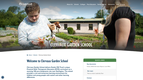 Screenshot of the Clervaux Garden School website