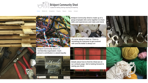 Screenshot of the Bridport Community Shed website