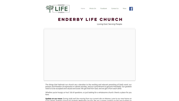 Screenshot of the Enderby Life Church website