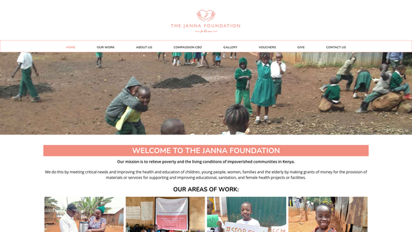 Screenshot of the The Janna Foundation website