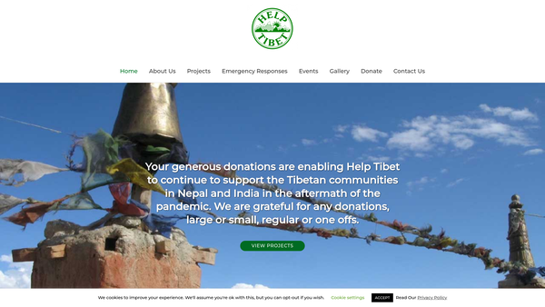 Screenshot of the The Help Tibet Trust website