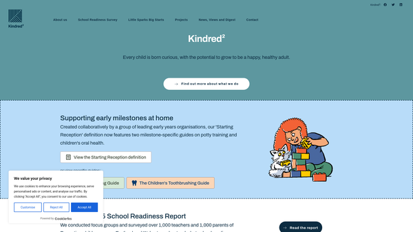 Screenshot of the Kindred Squared website
