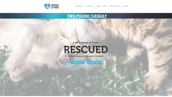 Screenshot of the Wings And Paws Rescue website