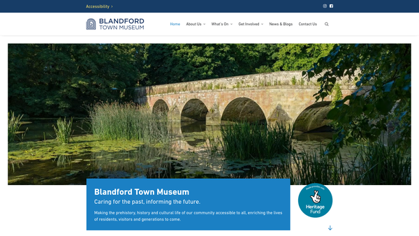 Screenshot of the The Blandford Forum Museum, Heritage And Arts Trust website