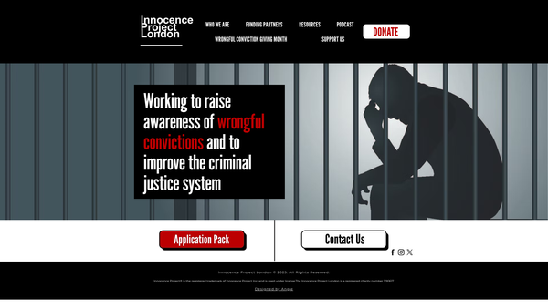 Screenshot of the Innocence Project London website