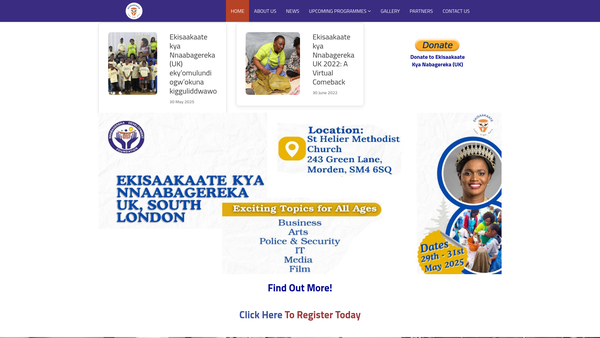 Screenshot of the Ekisaakaate Kya Nabagereka United Kindgom (UK) website