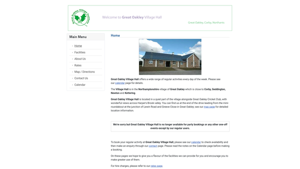 Screenshot of the Great Oakley Village Institute CIO website