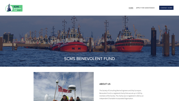 Screenshot of the Society Of Consulting Marine Engineers And Ships Surveyors - Benevolent Fund website