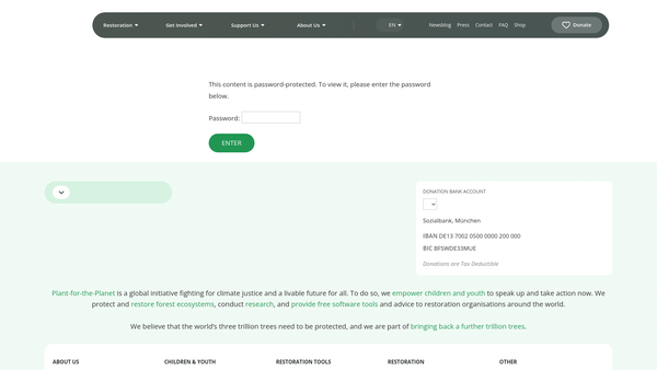 Screenshot of the Plant-For-The-Planet UK website