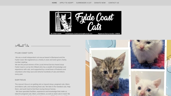 Screenshot of the Fylde Coast Cats website