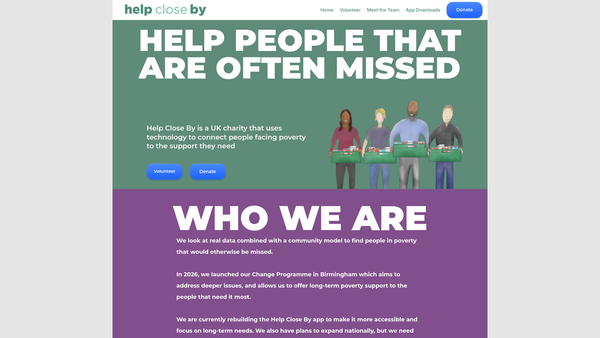 Screenshot of the Help Close By website