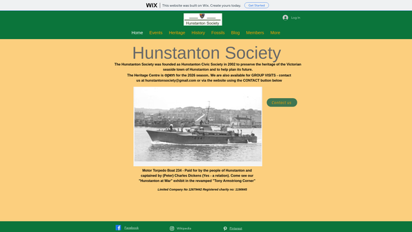 Screenshot of the Hunstanton Society website