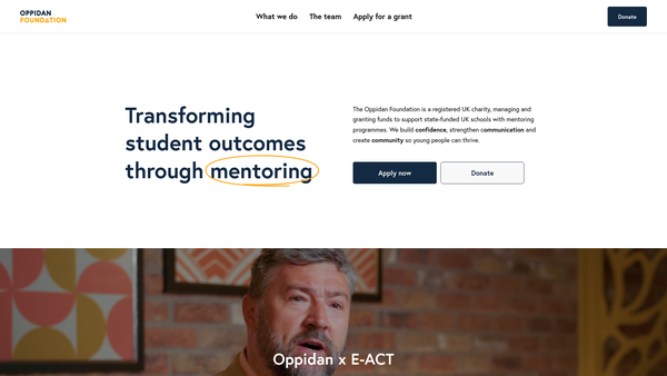 Screenshot of the The Oppidan Foundation website