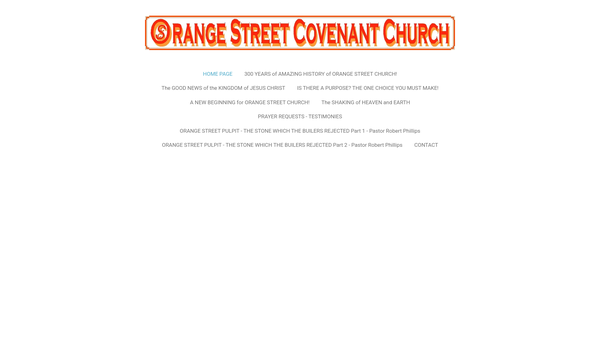 Screenshot of the Orange Street Covenant Church website