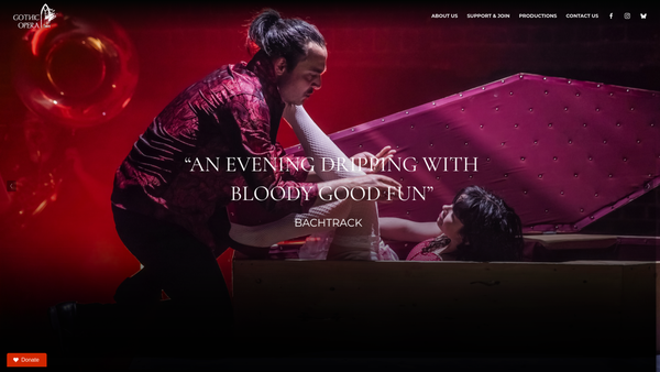 Screenshot of the Gothic Opera website