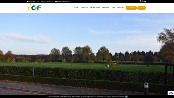 Screenshot of the Community Funeral Relief website