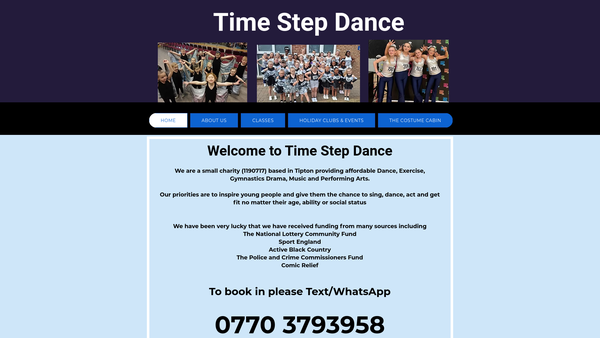 Screenshot of the Time Step Dance website