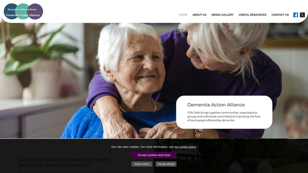 Screenshot of the Shropshire, Telford And Wrekin Dementia Action Alliance website